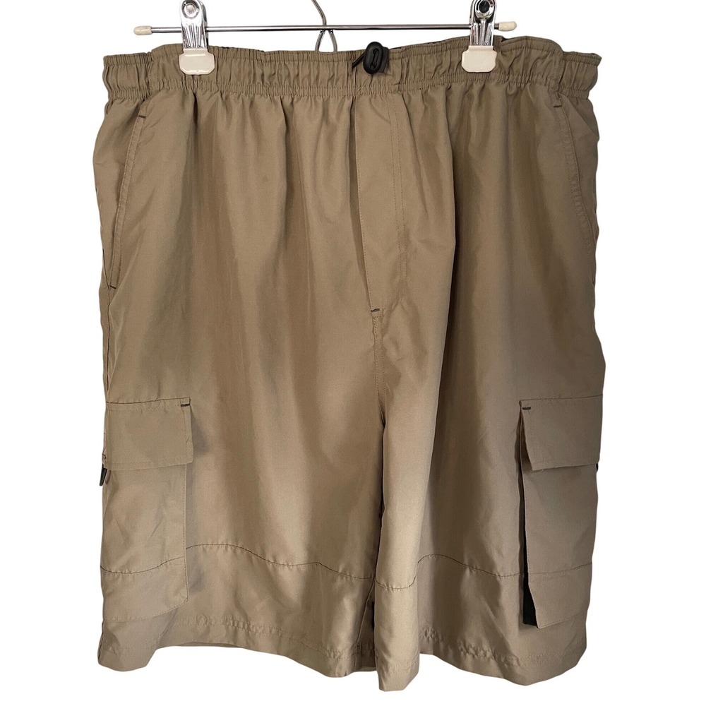 Vintage 90s Y2K ASICS "ONLINE" Tag Cargo Shorts Khaki Techwear L Baggy Mesh Line